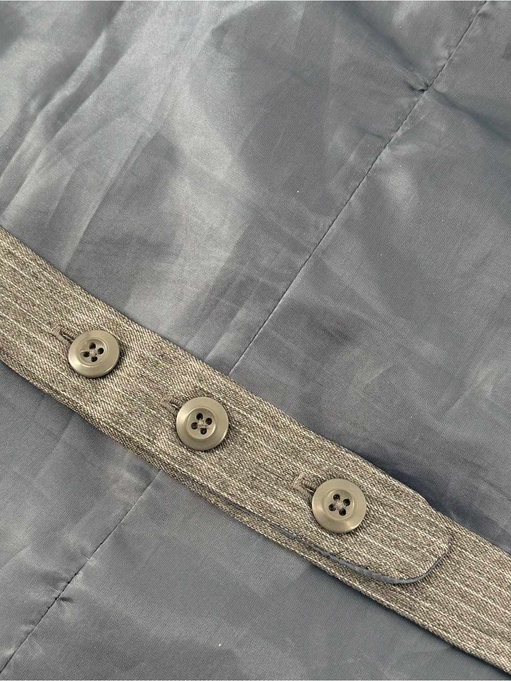 Red Snap Gray Pinstriped Suit Vest Mens M Embroidered Cross Western Waistcoat - Picture 8 of 10